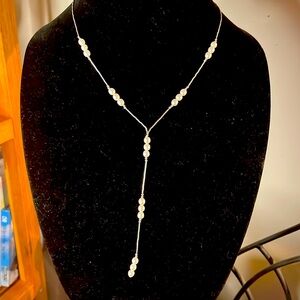 Freshwater pearl and liquid silver necklace